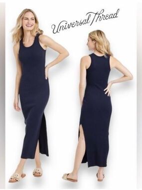 Universal Thread Black Ribbed Tank Maxi Dress